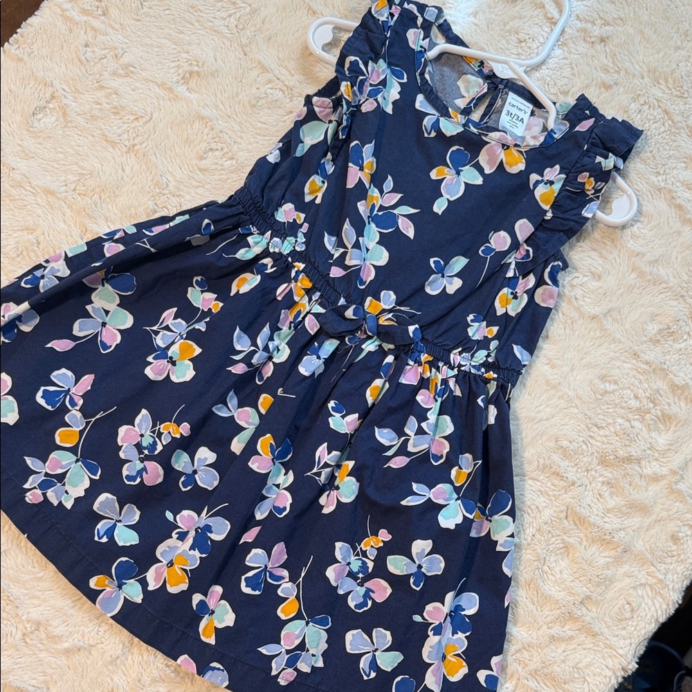 Carter's Navy Dress with Floral Design